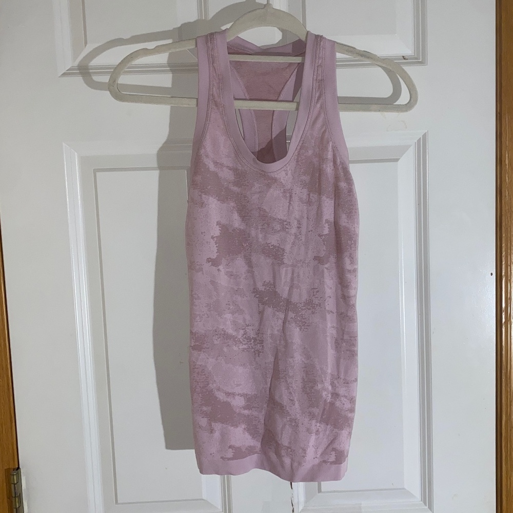 Pink camo athletic workout activewear athlesiure tank top shirt top size S/M